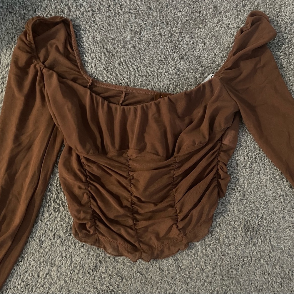 Brown long sleeve corset top